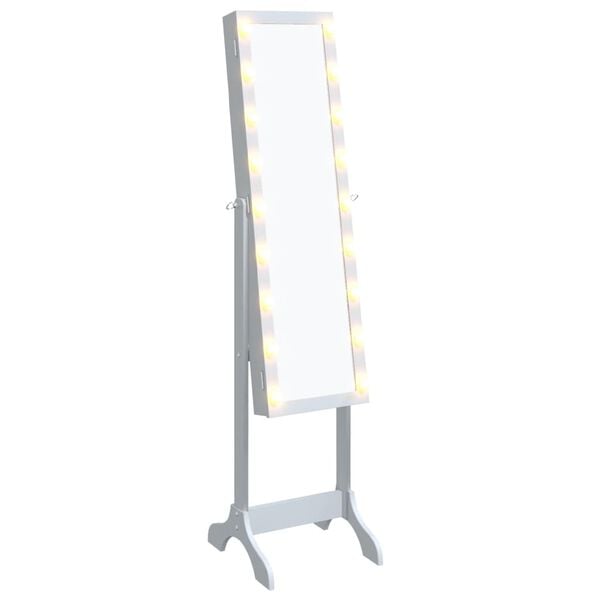 vidaXL Espelho de pé com luzes LED 34x37x146 cm branco