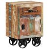 vidaXL Mesa de cabeceira c/ rodas 40x30x57cm madeira recuperada maci&ccedil;a