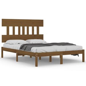 vidaXL Estrutura de cama 200x200 cm madeira maci&ccedil;a castanho mel