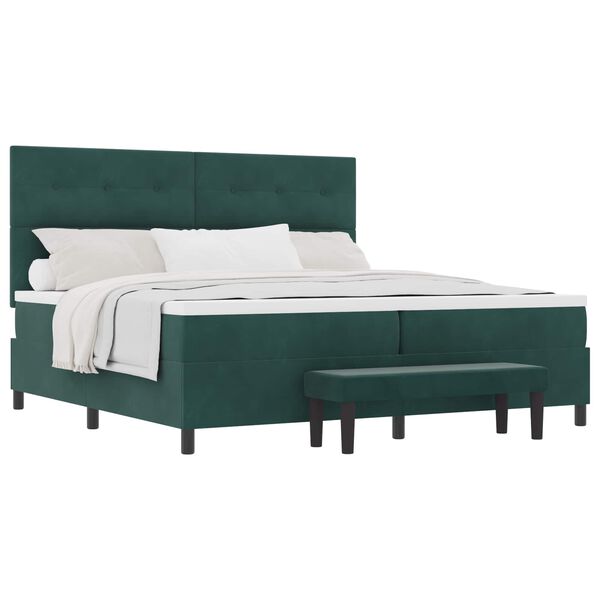 vidaXL Cama Box com colch&atilde;o Verde-escuro 200 x 200 cm Veludo