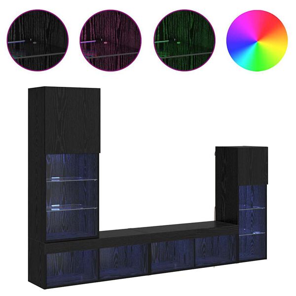 vidaXL Unidades de Parede para TV 4 pcs Carvalho Preto