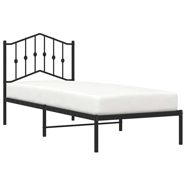 vidaXL Estrutura de cama com cabeceira 90x200 cm metal preto