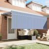 vidaXL Toldo Retr&aacute;til Azul e Branco 400 x 200 cm Poli&eacute;ster e Alum&iacute;nio