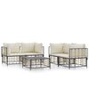 vidaXL 5 pcs conjunto lounge de jardim c/ almofad&otilde;es vime PE antracite
