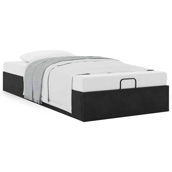 vidaXL Ottoman Bed Frame No Colch&atilde;o Preto 90x190 cm Veludo
