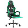 vidaXL Cadeira gaming giratória c/ apoio pés couro artif. preto/verde
