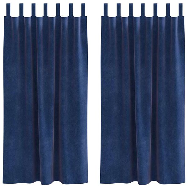 vidaXL Cortinas opacas 2 pcs Azul Escuro 140 x 175 cm Veludo