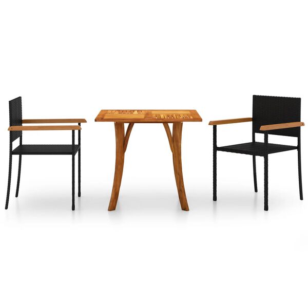 vidaXL 3 pcs conjunto de jantar para jardim preto