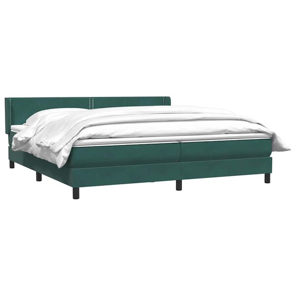 vidaXL Cama com molas colch&atilde;o 200x210 cm veludo verde-escuro