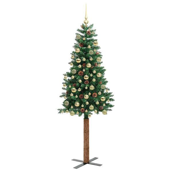 vidaXL Árvore de Natal Slim com 300 LEDs com suporte Verde 180 cm