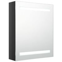 vidaXL Armário espelhado casa de banho LED 50x14x60 cm preto brilhante