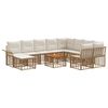 vidaXL Conjunto de Sof&aacute;s para Exterior 11 unid. Natural e Branco Creme