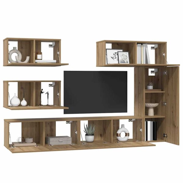 vidaXL Conjunto de m&oacute;vel de TV 6 pcs Carvalho Artesanal