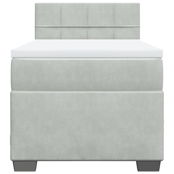 vidaXL Cama com molas/colchão 90x200 cm veludo cinza-claro