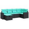 vidaXL 6 pcs conjunto sof&aacute;s de jardim c/ almofad&otilde;es vime PE preto