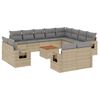 vidaXL 13 pcs conj. sof&aacute;s jardim c/ almofad&otilde;es vime PE bege misturado