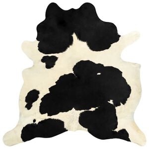 vidaXL Tapete em couro de vaca genu&iacute;no 180x220 cm preto e branco