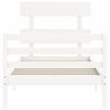 vidaXL Estrutura cama de solteiro c/ cabeceira madeira maciça branco