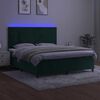 vidaXL Cama box spring c/ colch&atilde;o/LED 180x200 cm veludo verde-escuro