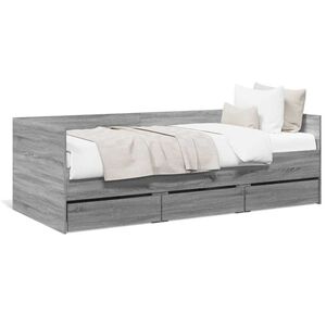vidaXL Sof&aacute;-cama com gavetas sem colch&atilde;o 90x200 cm cinzento sonoma