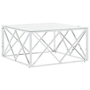vidaXL Mesa de centro 80x80x40 cm a&ccedil;o inoxid&aacute;vel e vidro prateado