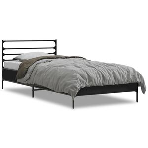 vidaXL Estrutura de cama 90x190 cm derivados de madeira e metal preto