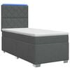 vidaXL Cama Box Spring com Colch&atilde;o e LED Cinzento-Escuro 90 x 190 cm