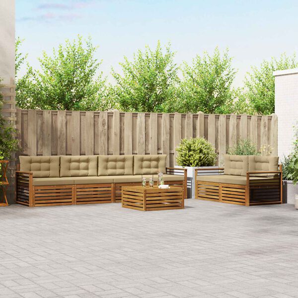 vidaXL Conjunto de Sof&aacute;s para Exterior 7 pcs Natural e Bege