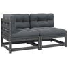 vidaXL 2 pcs conj. lounge de jardim c/ almofad&otilde;es pinho maci&ccedil;o cinza