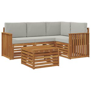 vidaXL Conjunto de Sof&aacute;s para Exterior 5 pcs Cinza Natural e Claro