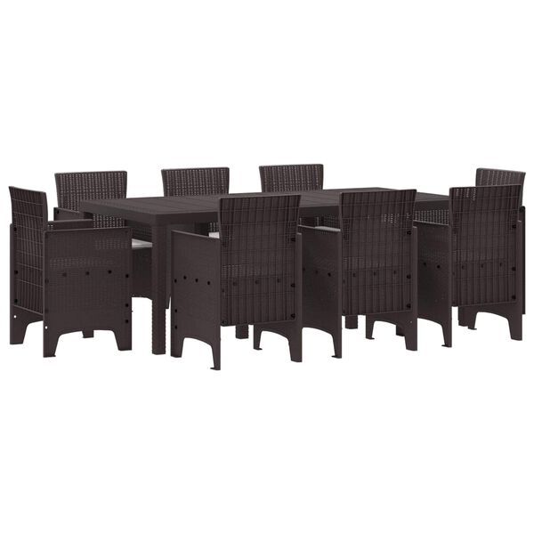 vidaXL Conjunto de Jantar para Jardim 9 pcs Castanho Rattan Polt