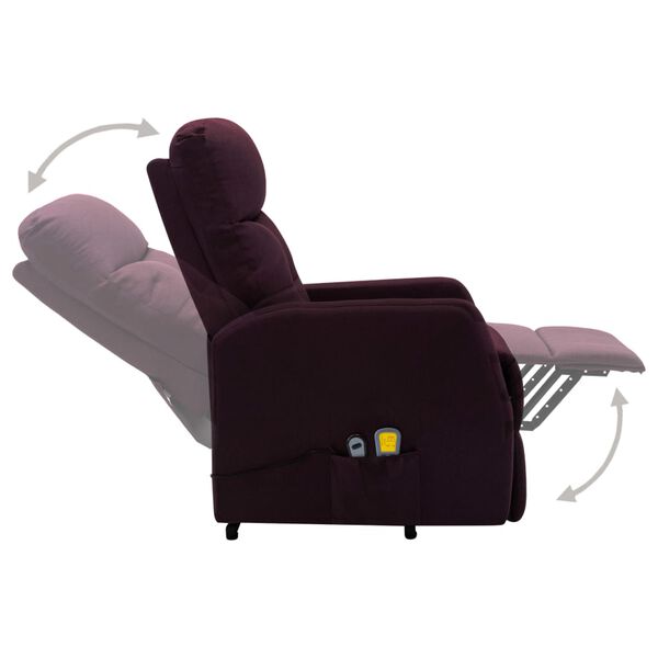 vidaXL Poltrona elevat&oacute;ria de massagens tecido roxo