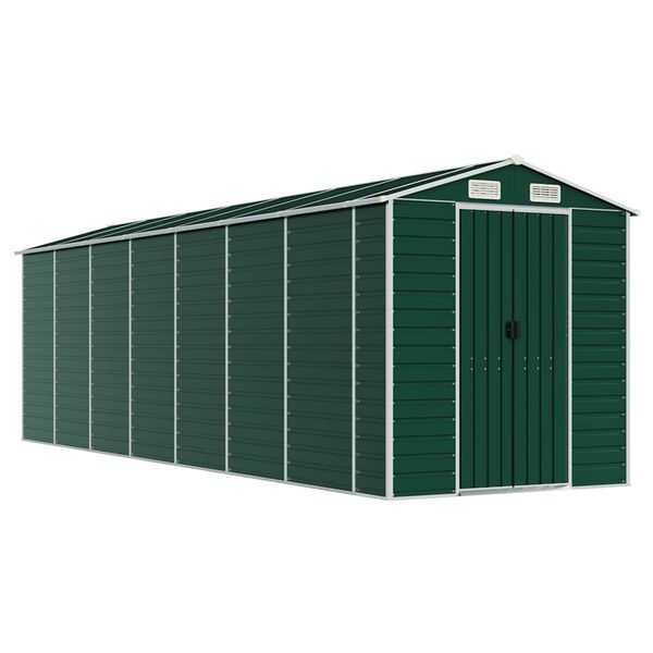 vidaXL Abrigo de jardim 191x640x198 cm a&ccedil;o galvanizado verde