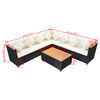 vidaXL 5 pcs conjunto lounge de jardim c/ almofadões vime PE preto