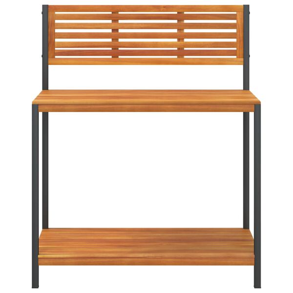 vidaXL Mesa de trabalho para jardim 90x50x110 cm ac&aacute;cia maci&ccedil;a e a&ccedil;o