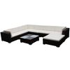 vidaXL 8 pcs conjunto lounge jardim c/ almofad&otilde;es vime PE castanho