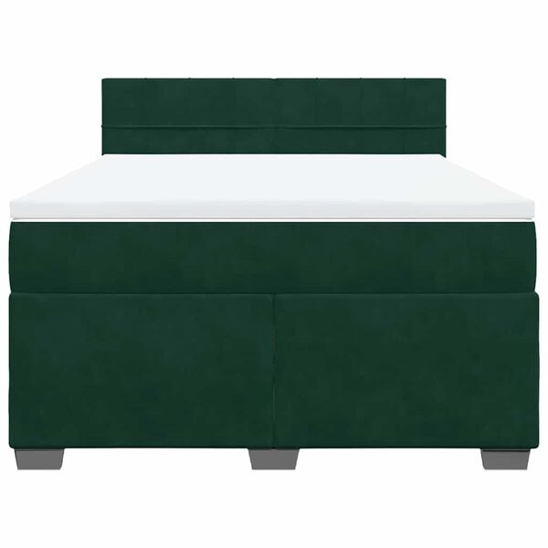 vidaXL Cama com molas/colch&atilde;o 140x190 cm veludo verde-escuro