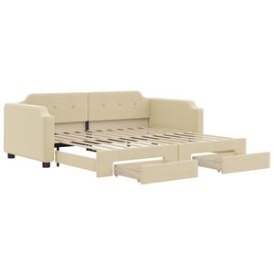 vidaXL Sof&aacute;-cama com gavet&atilde;o e gavetas 100x200 cm tecido cor creme