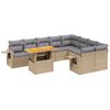 vidaXL 10 pcs conjunto de sof&aacute;s p/ jardim com almofad&otilde;es vime PE bege