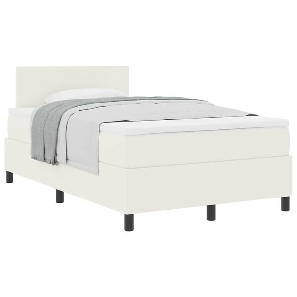 vidaXL Cama Box Creme e Branco 120 x 190 cm Tecido de Veludo Cotele