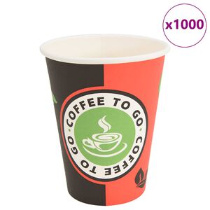 vidaXL Copos de caf&eacute; de papel 1000 pcs 12oz 300ml vermelho e preto
