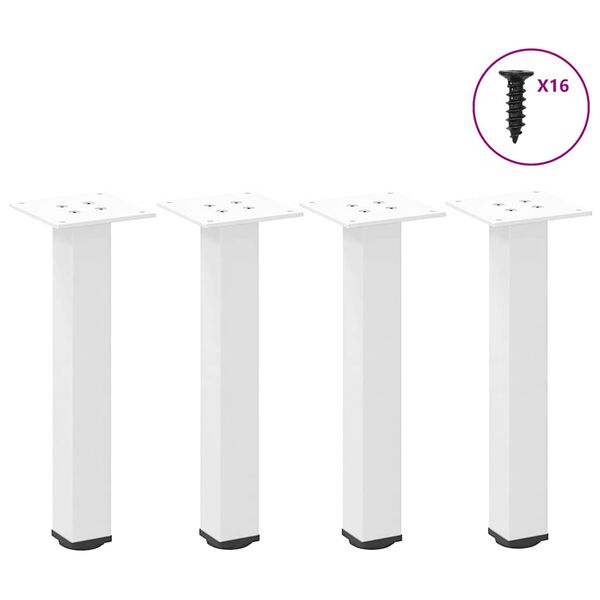 vidaXL P&eacute;s para mesa de centro 4 pe&ccedil;as, branco, 30-32 cm, a&ccedil;o