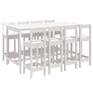 vidaXL 9 pcs conjunto de bar para jardim pinho maci&ccedil;o branco