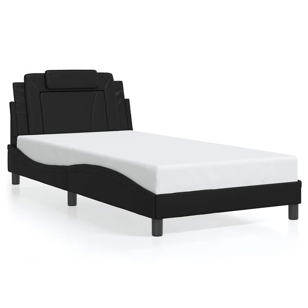 vidaXL Estrutura de cama Viana sem colch&atilde;o 100x200 cm couro artificial preto