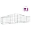 vidaXL Cestos gabião arqueados 3 pcs 200x50x40/60 cm ferro galvanizado