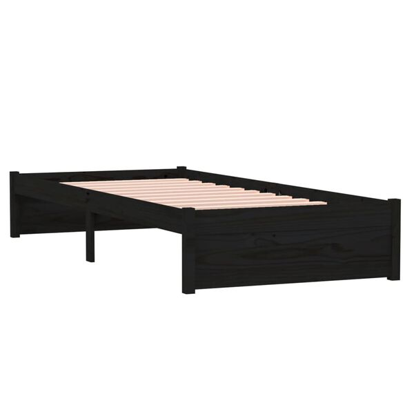 vidaXL Estrutura cama pequena solteiro 75x190 cm madeira maci&ccedil;a preto