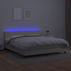 vidaXL Cama box spring c/ colch&atilde;o/LED 160x200cm couro artificial creme
