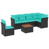 vidaXL 7 pcs conjunto de sof&aacute;s p/ jardim c/ almofad&otilde;es vime PE preto
