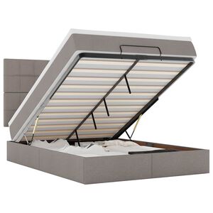 vidaXL Estrutura de cama otomana com colch&atilde;o tecido cinzento 140x190cm