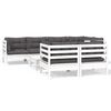 vidaXL 8 pcs conj. lounge de jardim c/ almofad&otilde;es pinho maci&ccedil;o branco